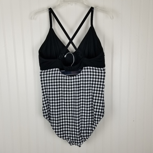Seafolly Womens One Piece Swimsuit Size 16 Black White Checks Cutouts Underwire - Picture 4 of 7
